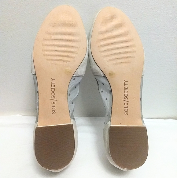 Sole Society Grey & Sheer Polka Dot Genuine Suede Flats Size 7.5 - Picture 7 of 8